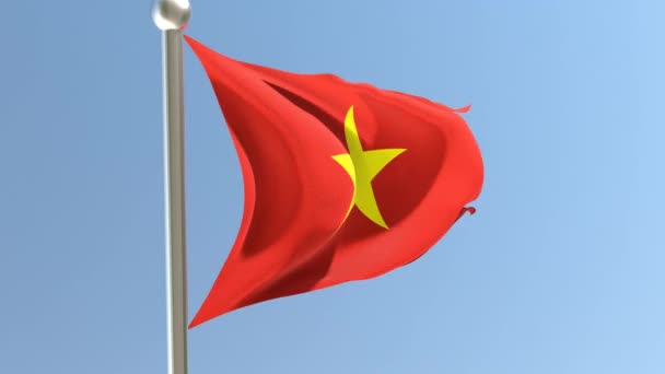 Vietnamese Flag Flagpole Vietnam Flag Fluttering Wind — Stockvideo