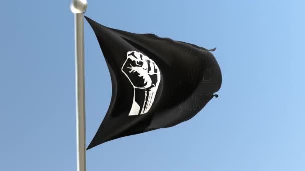 Флаг Блм Размахивает Ветру Символ Чёрной Материи — стоковое видео