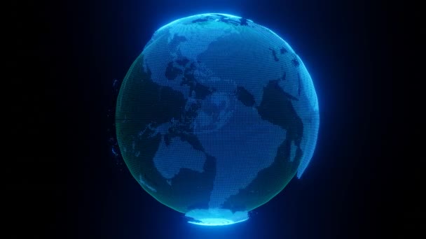 Технологии Коммуникационная Концепция Вращающаяся Планета Земля Белого Цвета — стоковое видео