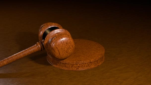 法官的木桌上的木槌 主席的木槌 判刑录像 — 图库视频影像