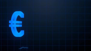Modern Euro işareti hologramı yükseldi. Dijital para birimi kavramı. Avrupa Birliği para sembolü yansıması. Yatırım kavramı.