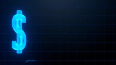 Modern Dolar işareti hologramı yükseldi. Dijital para birimi kavramı. Amerikan Doları sembolü yansıması. Yatırım kavramı.