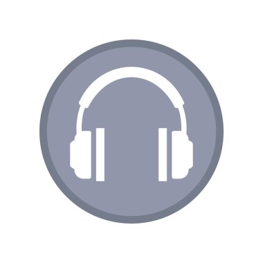 Kulaklık ikonu. Mavi kulaklık beyaz arka planda izole edilmiş. Müzik kulaklıkları logosu.