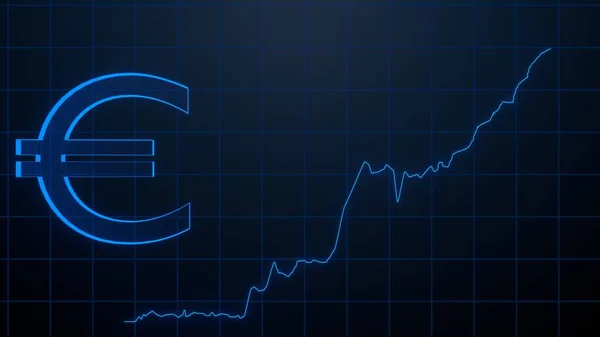Holograma Signo Euro Moderno Con Gráfico Subiendo Concepto Moneda Digital — Foto de Stock