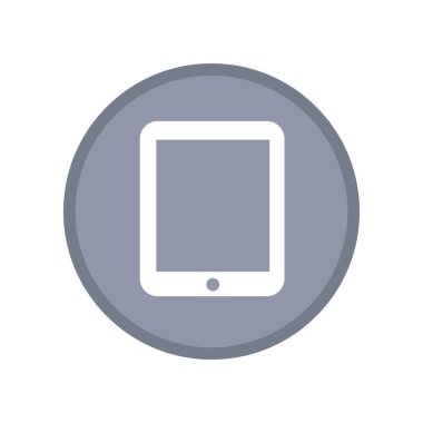 Tablet simgesi. Gri aygıt sembolü beyaz arkaplanda izole edildi.