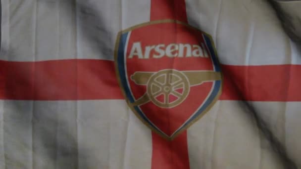 São Petersburgo Rússia Bandeira Clube Futebol Arsenal Acenando Vento Arsenal — Vídeo de Stock