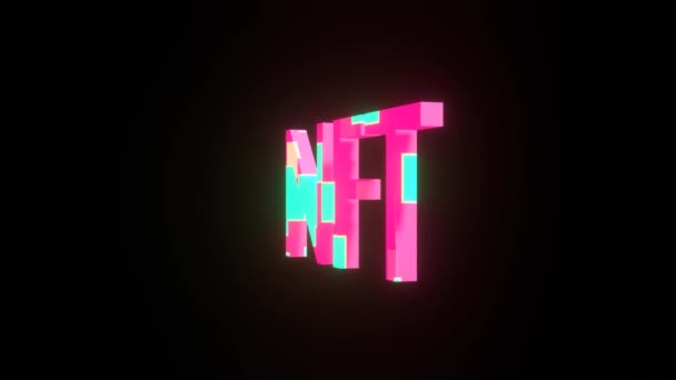 现代彩色Nft题词 密码艺术的概念 — 图库视频影像