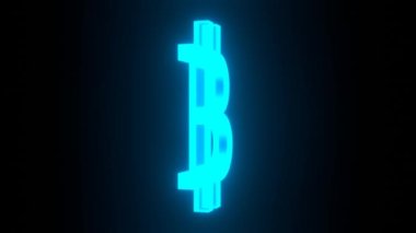 Modern Bitcoin işareti hologramı. Dijital para birimi kavramı. Kripto sembolü yansıması. Yatırım kavramı.