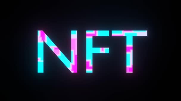 Современная Красочная Надпись Nft Криптографическая Концепция — стоковое видео