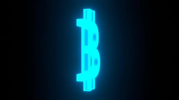 Moderno Ologramma Segno Bitcoin Concetto Moneta Digitale Proiezione Simboli Cripto — Video Stock