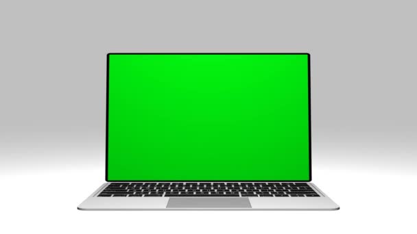 Grey Laptop Green Screen Video Notebook Place Advertisement Chromakey Space — Stockvideo