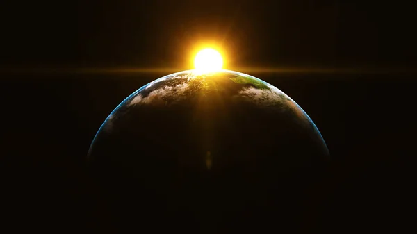 Belo Nascer Pôr Sol Vista Espaço Terra Sol Ilustração Cósmica — Fotografia de Stock
