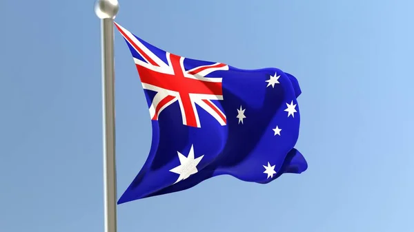 Australian flag on flagpole. Australia flag fluttering in the wind. National flag.