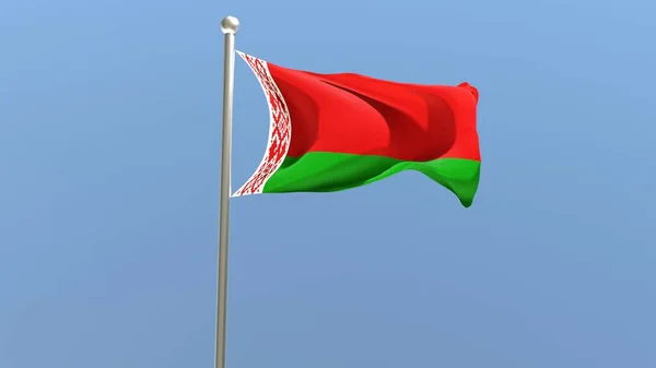 Belorussian flag on flagpole. Belarus flag fluttering in the wind. National flag.