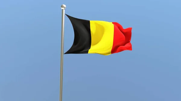 Belgian flag on flagpole. Belgium flag fluttering in the wind. National flag.