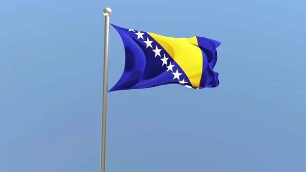 Bosnia Herzegovina Flag Flagpole Flag Fluttering Wind National Flag — Stock Photo, Image