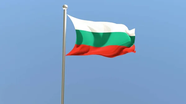 Bulgarian flag on flagpole. Bulgaria flag fluttering in the wind. National flag.
