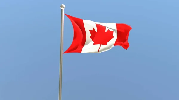 Canadian flag on flagpole. Canada flag fluttering in the wind. National flag.