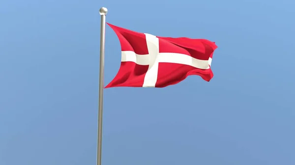 Danish Flag Flagpole Denmark Flag Fluttering Wind National Flag — Foto de Stock