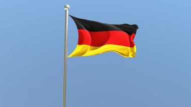 German flag on flagpole. Germany flag fluttering in the wind. National flag.