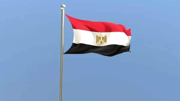 Egyptian flag on flagpole. Egypt flag fluttering in the wind. National flag.