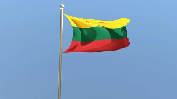 Lithuanian flag on flagpole. Lithuania flag fluttering in the wind. National flag.