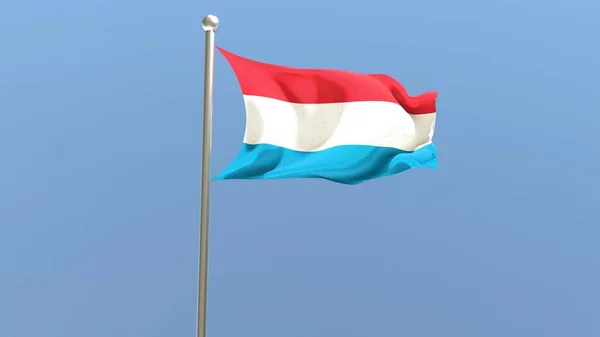 Σημαία Λουξεμβούργου Κοντάρι Σημαίας Σημαία Του Λουξεμβούργου Κυματίζει Στον Άνεμο — Φωτογραφία Αρχείου