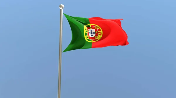 Portugal Flag Flagpole Portuguese Flag Fluttering Wind National Flag — Stockfoto