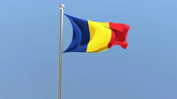Romanian Flag Flagpole Romania Flag Fluttering Wind National Flag — Foto de Stock
