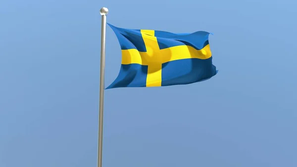Sweden Flag Flagpole Flag Fluttering Wind National Flag — Stok fotoğraf