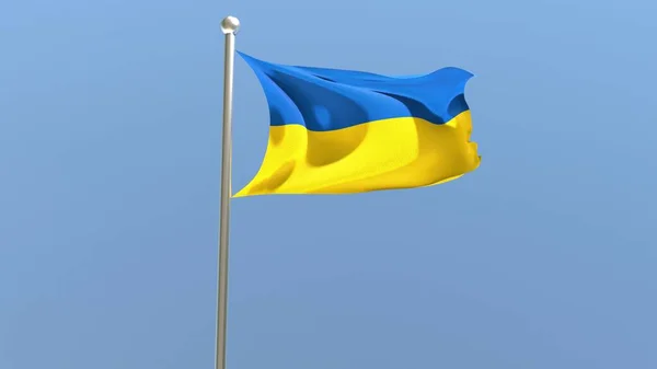 Прапор України Флагштоку Український Прапор Пурхає Вітрі Національний Прапор — стокове фото