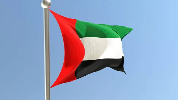 United Arab Emirates flag on flagpole. UAE flag fluttering in the wind. National flag.