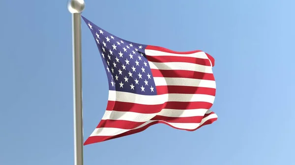 United States flag on flagpole. USA flag fluttering in the wind. National flag.