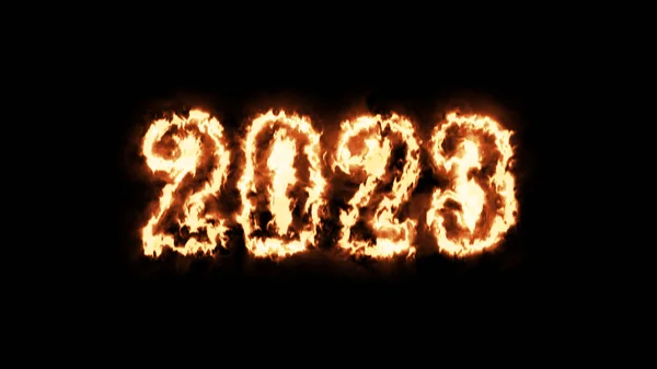 Вогняний Напис 2023 Року Чорному Тлі Новий Рік Відпочинок — стокове фото
