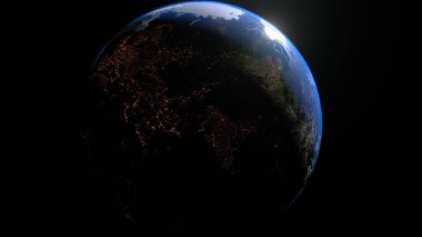 Spinning planet Earth. Space view. Earth space view.