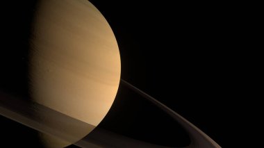 Spinning planet Saturn. Beautiful space object. Planet.
