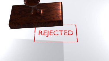Stamp with inscription Rejected. Put a stamp on a document. Stamp.