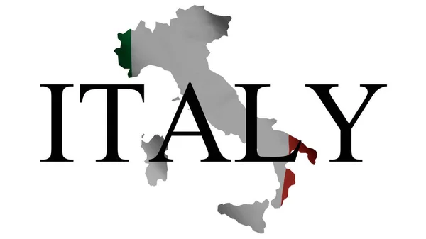Map Italy Colors Italian Flag Isolated White Background Fluttering Flag — Zdjęcie stockowe