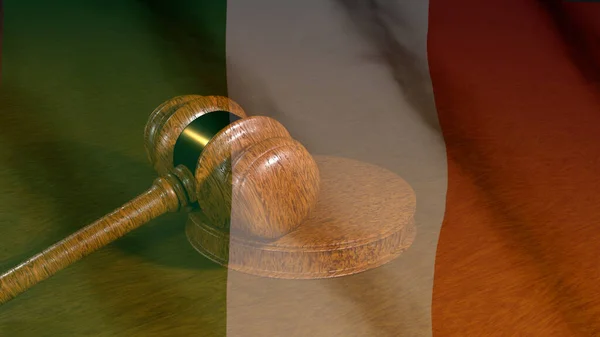 Італійська Судова Система Flag Italy Judges Gavel Англійською Справедливий Суд — стокове фото