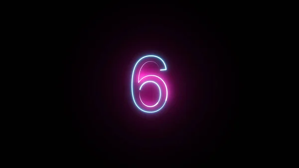 Neon Number Black Background Six Neon — ストック写真