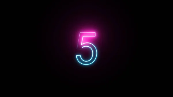 Neon Number Black Background Five Neon — Stok fotoğraf