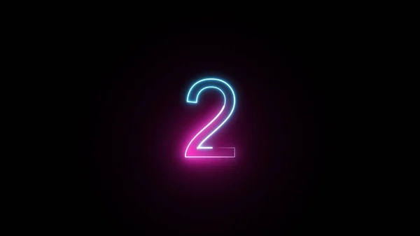 Neon Number Black Background Two Neon — Foto Stock