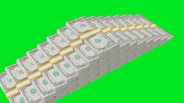 1 US dollar money composition. Financial background. Many banknotes and wads of money. Business or economy concept. Cash.