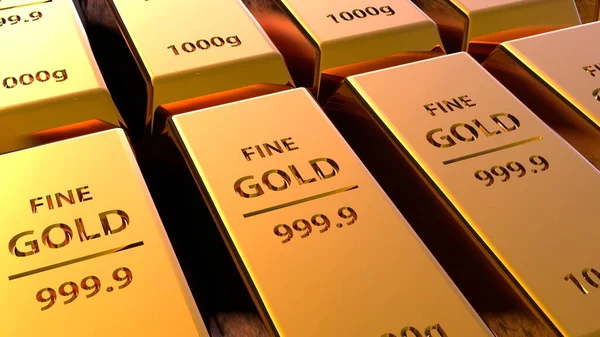 Gold Bars Background Pure Gold Bars 1000G — 图库照片