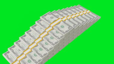 2 US dollar money composition. Financial background. Many banknotes and wads of money. Business or economy concept. Cash. 3D render.