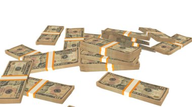 10 US dollar money composition. Financial background. Many banknotes and wads of money. Business or economy concept. Cash.