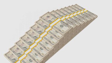 10 US dollar money composition. Financial background. Many banknotes and wads of money. Business or economy concept. Cash.