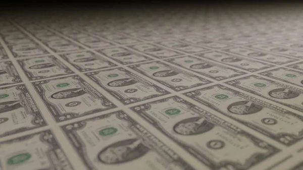 2 dollar bills on money printing machine. Printing cash. Banknotes.