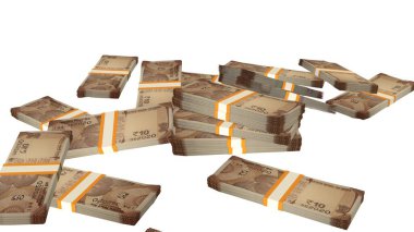 10 Indian rupees money composition. Financial background. Many banknotes and wads of money. Business or economy concept. Cash.