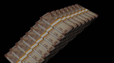 10 Indian rupees money composition. Financial background. Many banknotes and wads of money. Business or economy concept. Cash.